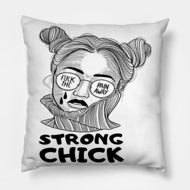 Strong Chick Woman's Pillow by Salam Hadi