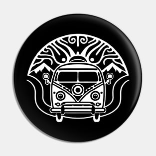 Line Art Van (White) Pin