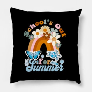 Cute School Out For Summer, Rainbow GroovyTeacher Kids Pillow