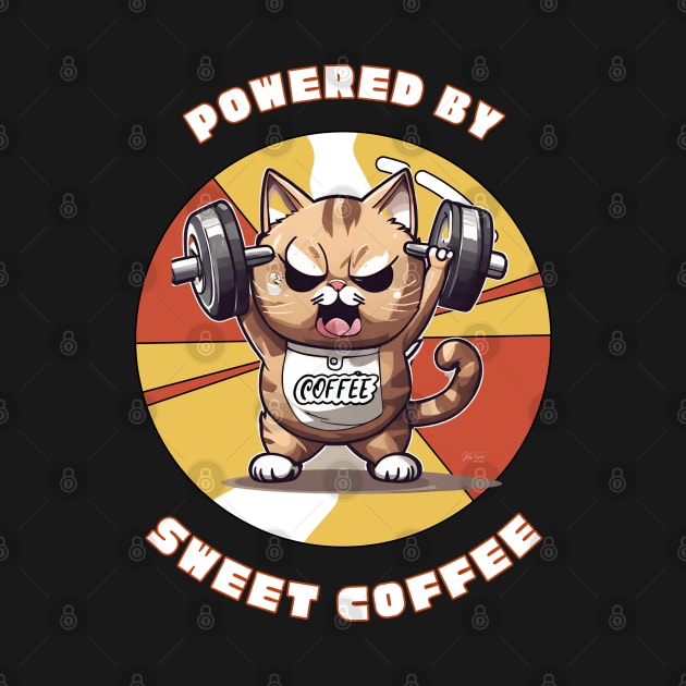 Powered by Coffee, weight lifting strong cat by KIRBY-Z Studio