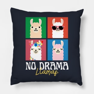 No Drama Llamas Squares Funny Vintage 70s Animal Lover Pillow