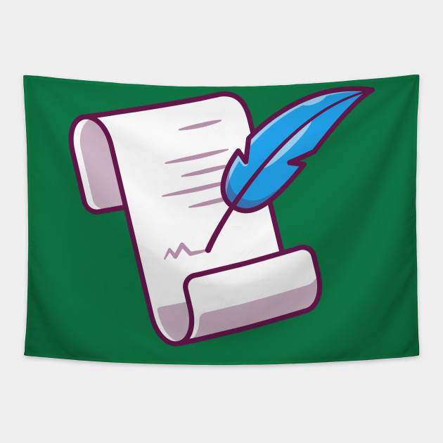 Quill Writing On Paper Cartoon - Paper - Tapestry | TeePublic Quill Writing On Paper Cartoon - Paper - Tapestry | TeePublic