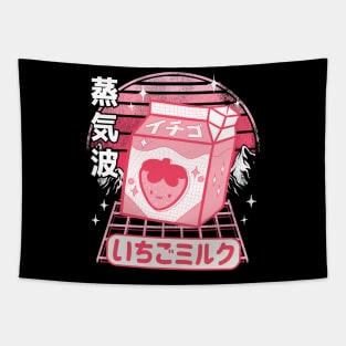 Otaku Pink Retro Japanese Kawaii Strawberry Milk Tapestry