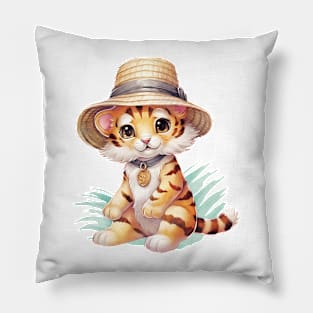 Bengal Tiger in Straw Hat Pillow