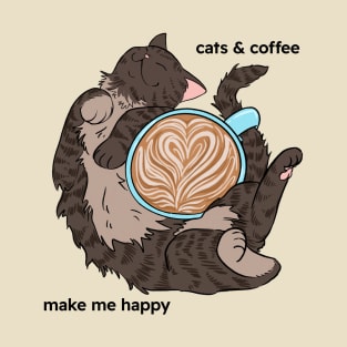 Cat and coffee make me happy T-Shirt