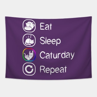 Eat Sleep Caturday Repeat Tapestry