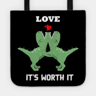 Funny dinausor T rex hug me valentine day Tote