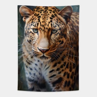 Amazing Zoo Leopard in Oil Paint Hyperrealism Tapestry