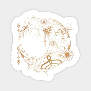 Moon Floral Design Motif [Gold] Magnet