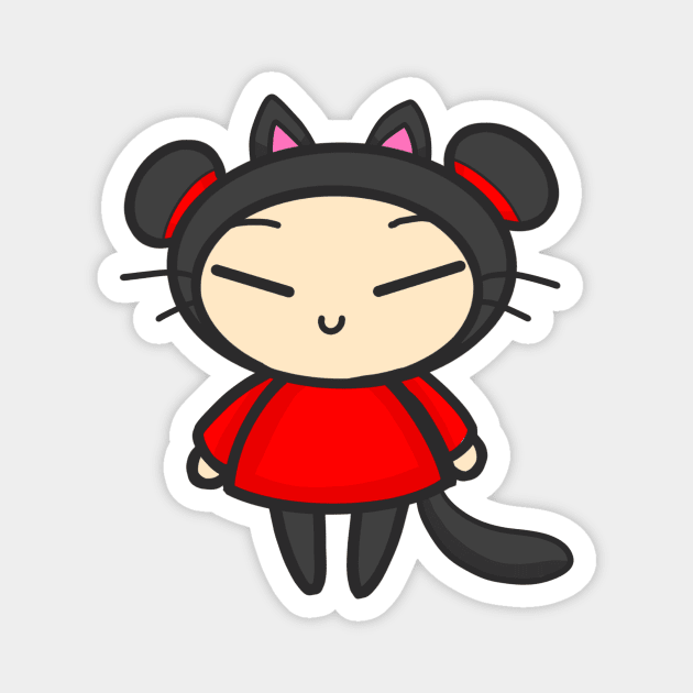Black Cat Pucca Magnet by aishiiart