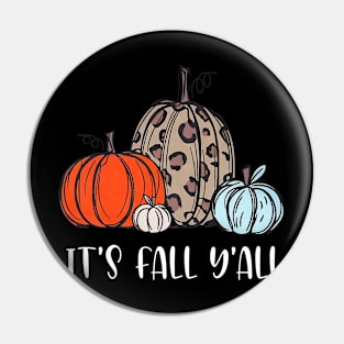 It's Fall Y'all Shirts Women Halloween  Pumpkin Thanksgiving Top Tees Pin