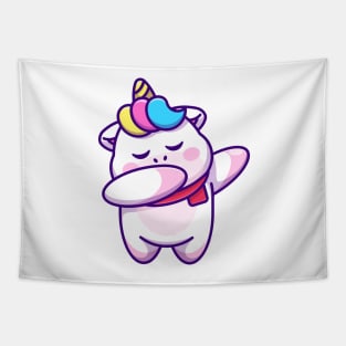 Cute baby unicorn dabbing cartoon Tapestry