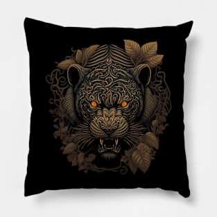 Tiger decorated with Javanese ornaments Pillow