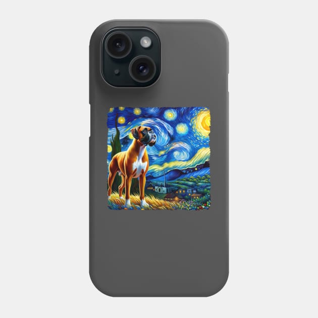 Starry Boxer Dog Portrait - Pet Portrait Phone Case by starry_night