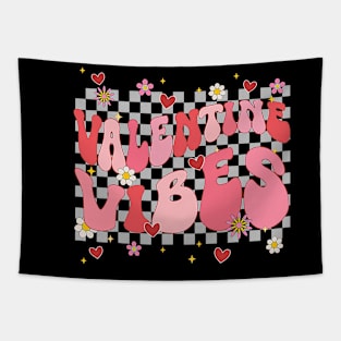 Groovy Checkered Valentine Vibes Valentines Day Womens Girls Tapestry