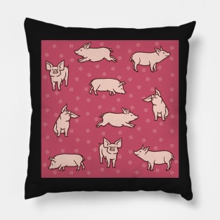 Berry Red Pigs Pillow