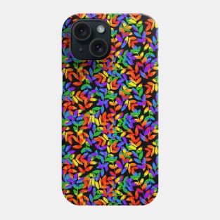 Rainbow Leaves- black Phone Case