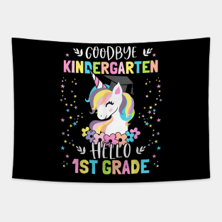 Goodbye Kindergarten Hello First Grade Unicorn Girl Tapestry