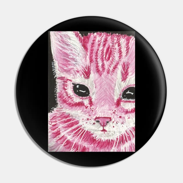 Pink kitten cat face Pin by SamsArtworks