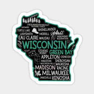 Green Bay Wisconsin cute Osseo, Kenosha, Racine, Appleton, Waukesha, Eau Claire, Oshkosh, Janesville Magnet