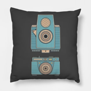 Blue Vintage Camera Pillow