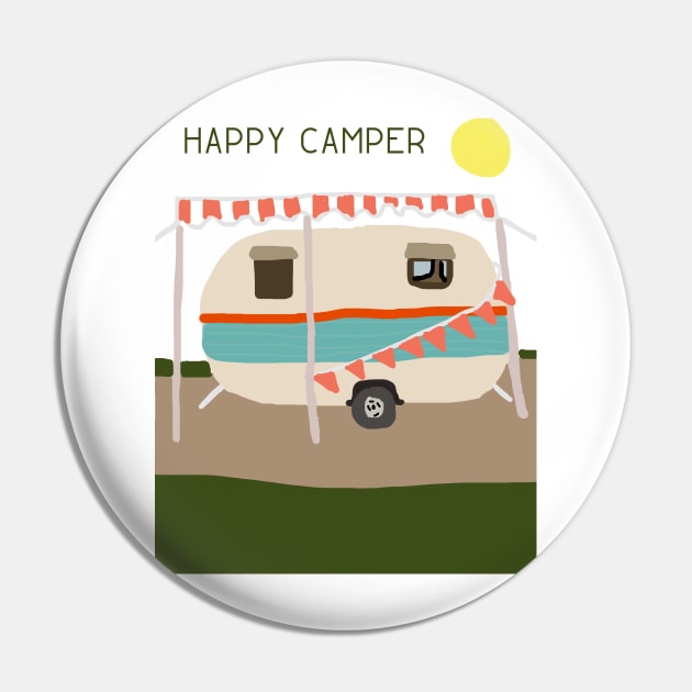 Happy Camper - Camping Print Pin by bickspics