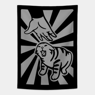 Do not the cat. Stylized design of a meme in grey ink Tapestry