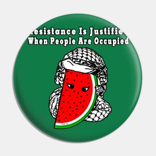 Resistance Is Justified When People Are Occupied - Watermelon Keffiyeh - Full Wrap - With Eyes - Back Pin