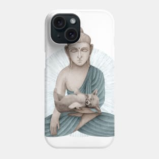 blue Buddha with puppy Phone Case