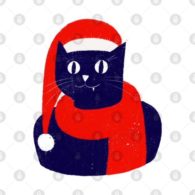 Blue cat Christmas hat by iulistration