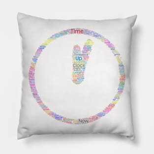 Time Clock Silhouette Shape Text Word Cloud Pillow