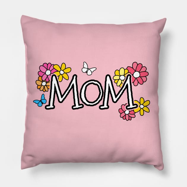 Mothers Day 2022 Mom Flowers Butterflies Mothering Sunday Pillow by doodlerob