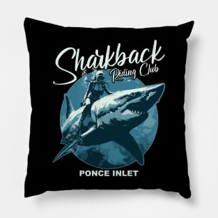 Sharkback Riding Ponce Inlet Florida Funny Shark Pillow