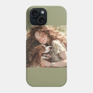 Girl sleeping with dog Phone Case