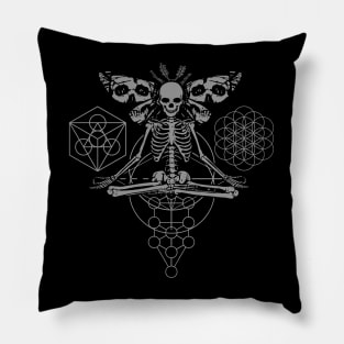 Occult Moth Meditating Skeleton Yoga Sacred Geometry Pillow