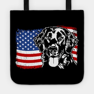 Proud Flat Coated Retriever American Flag patriotic dog Tote