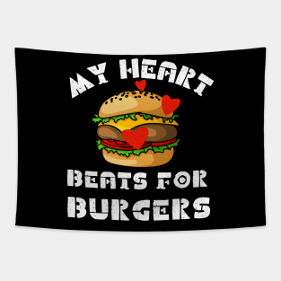 My Heart Beats for Burgers Tapestry