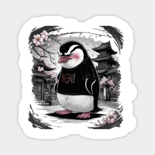 Sulky Penguin Japanese Art Print Magnet