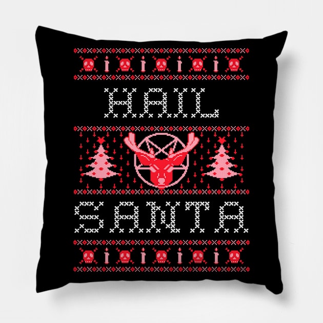 Ugly Christmas Sweater - Hail Santa with Reindeer Pillow by PUFFYP