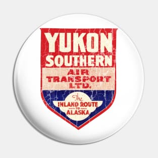 Yukon Southern Alaska Vintage Airlines Air Transport Luggage Distressed Pin