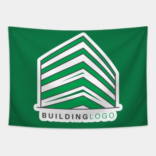 Building Skyscraper in Cityscape Sticker design vector illustration. Building and landmark object icon concept. Company buildings in flat style sticker design logo. Tapestry