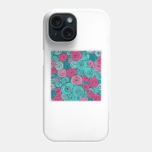 Turquoise Teal and Pink Swirls Pattern Phone Case