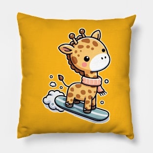 Cute giraffe Snowboarding Pillow