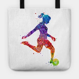 Soccer Girl Player Colorful Watercolor Sports Gifts Tote