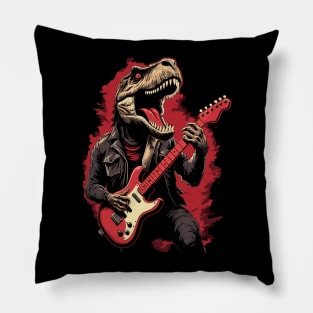 Rock & Roll Music Concert Festival Dinosaur T-rex Guitar Pillow