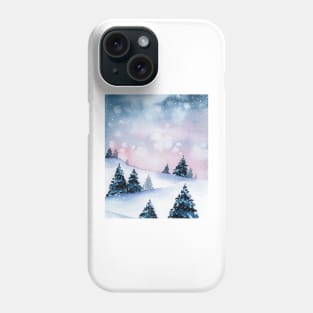 Winter landscape watercolor Phone Case