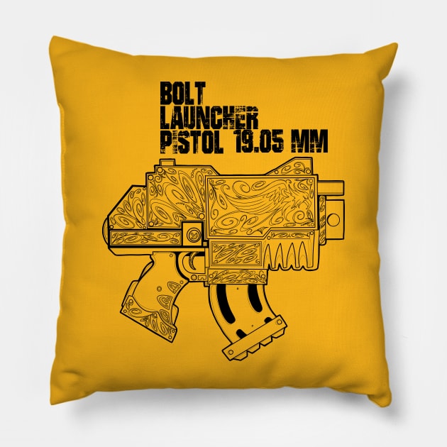 Bolt Launcher Blk Pillow by paintchips