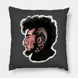 punk rocker with mohawk and tattoo, hand drawn illustration Pillow