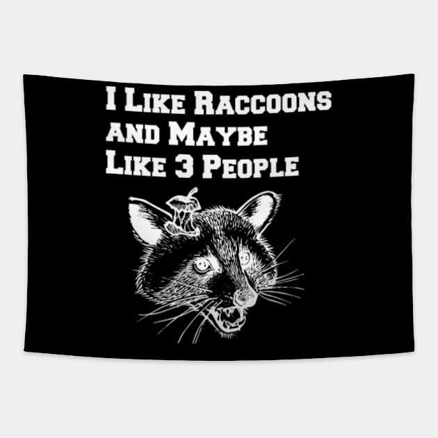 I Like Raccoons And Maybe Like 3 People Tapestry by lightbulbmcoc