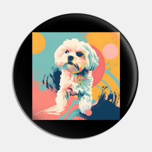 Retro Maltese: Pastel Pup Revival Pin